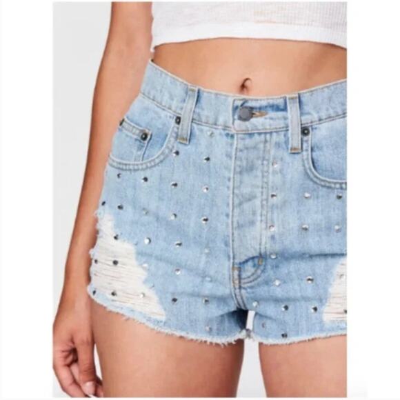 LF Carmar Tatiana Rhinestone Denim Shorts - Picture 3 of 11
